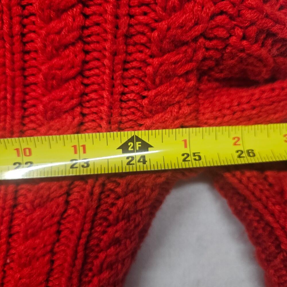 ShoptheMint Red Fringe Crop Sweater Oversized Cable Knit Pullover Size Small - Picture 4 of 8